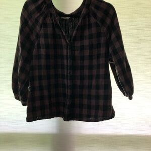 Beach Lunch Lounge Black and Brown Plaid Shirt